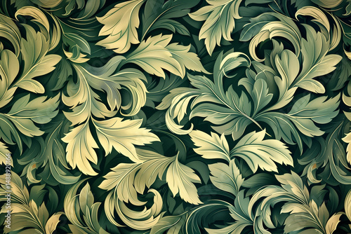 astarte.ai: Elegant Ornate Foliage Pattern with Curled Overlapping Leaves