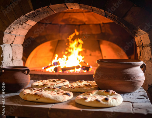 Traditional flatbread, shekpek, is baked in a tandoor oven, highlighting a staple food and baking traditions.