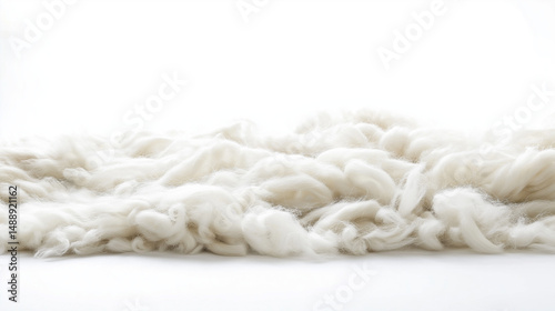  white flat wool  spreaded, isolated on a white background. 
