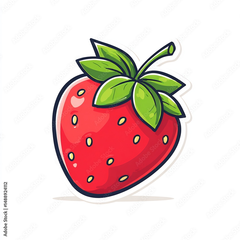 Obraz premium strawberry with seeds flat cartoon 