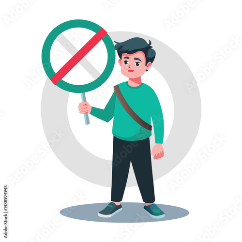 Prohibited Protest: Illustrated Sign Depicting Censorship and Restriction of Expression