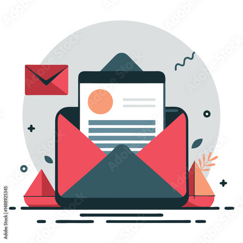 Conceptual Newsletter Illustration Showcasing Modern Communication Channels