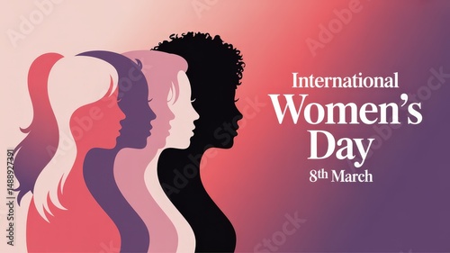 Diverse women in profile celebrating Women's Day.