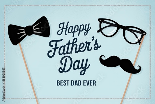 Father's Day card with glasses, bow tie, and mustache.