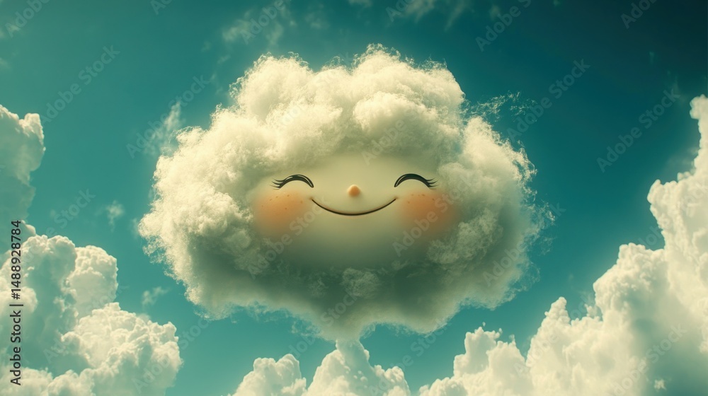 Smiling cloud in a vibrant sky
