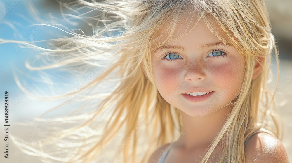 Smiling girl with blonde hair