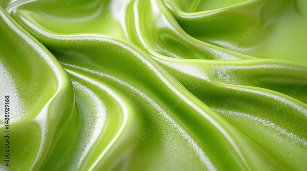 Smooth, vibrant lime green fabric drapes