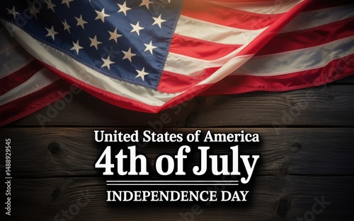 American flag with 4th of July text.