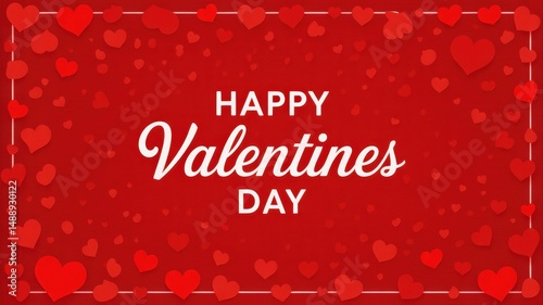 Valentine's Day greeting with red hearts and festive design.