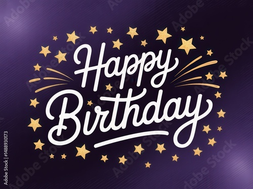 Colorful birthday card with stars and festive design.
