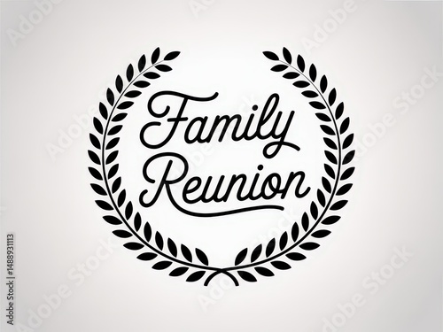 Elegant family reunion emblem with laurel wreath.
