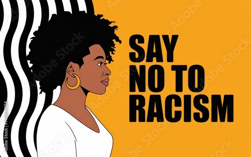 Illustration advocating against racism with strong message.
