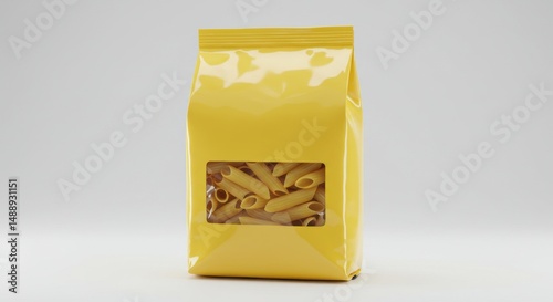 Minimalist Bright Yellow Pasta Packaging Mockup