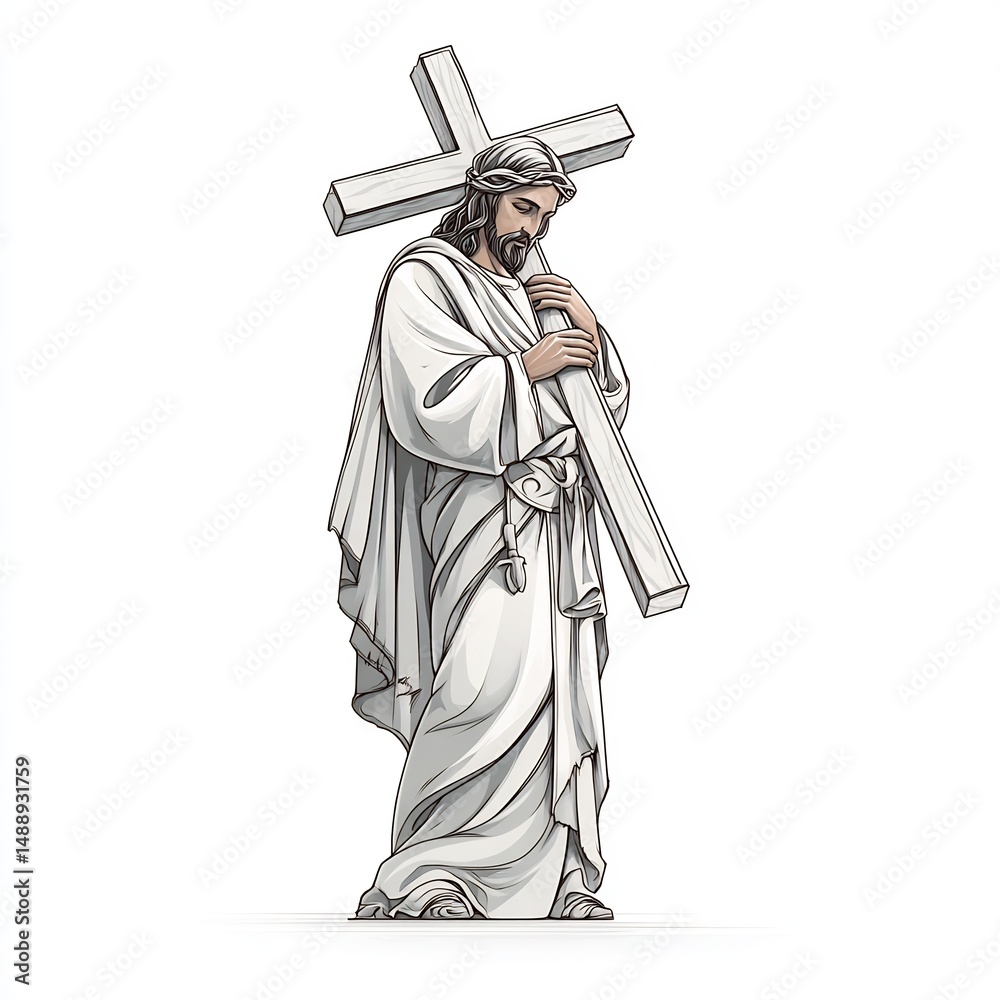 Obraz premium Jesus with Cross Symbolizing Salvation