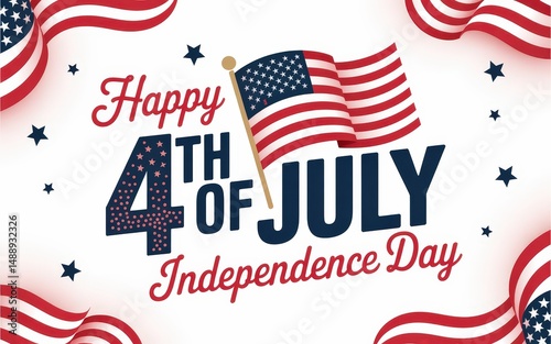 Festive Independence Day celebration with American flags.