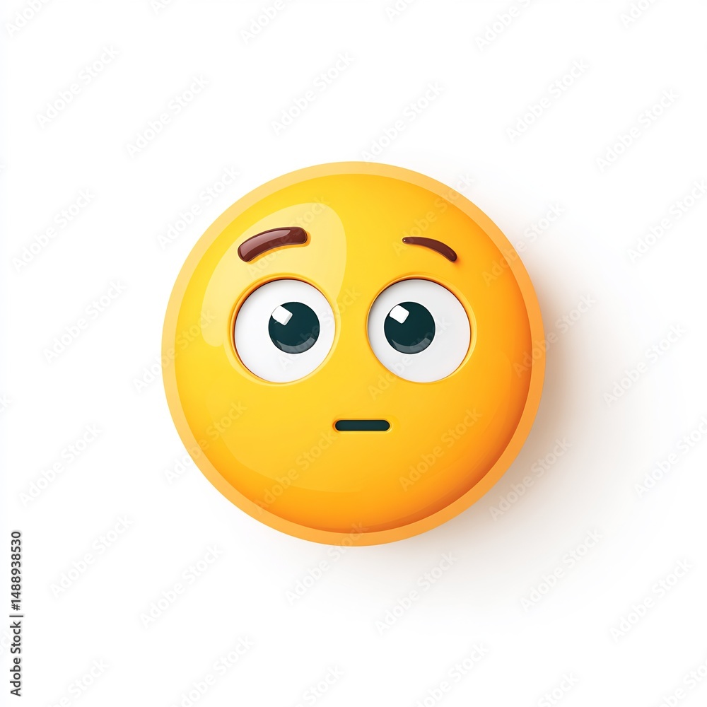 Fototapeta premium Thinking Face Emoji with Raised Eyebrow