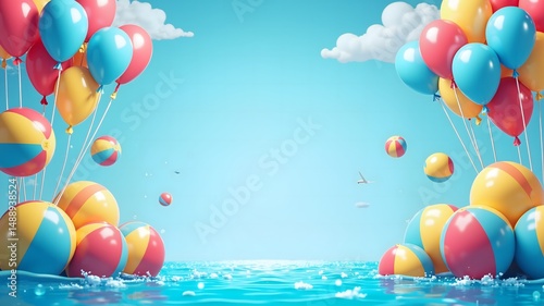 National Water Balloon Day sale banner design free space in the center
