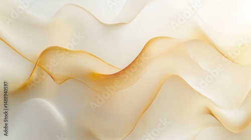 Abstract organic wavy lines in light beige and gold tones