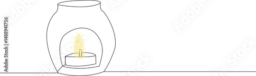 Simple line art of a candle in a glass holder – perfect for evoking spa ambiance, inner calm, and mindful moments in wellness and relaxation designs.