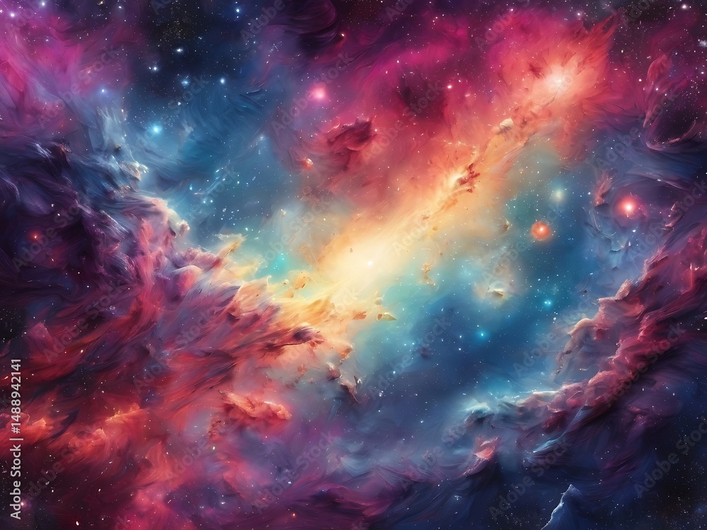 Obraz premium Colorful Abstract Galaxy Background – Dreamy Cosmic Scene with Starry Sky
