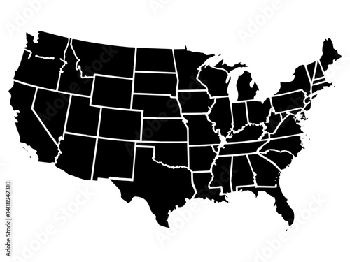 united states map vector silhouette illustration