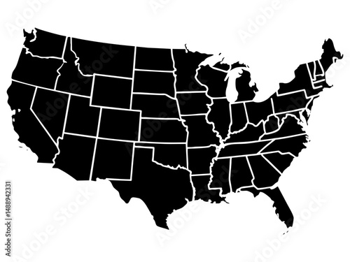 united states map vector silhouette illustration