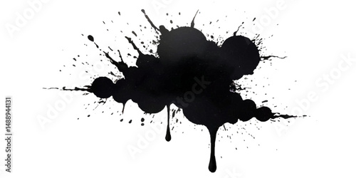 Vibrant black Full frame of forms and textures of an explosion of powder smoky wave isolated Spraying abstract acrylic paint	