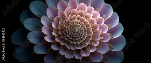 Fibonacci spiral in blooming flower