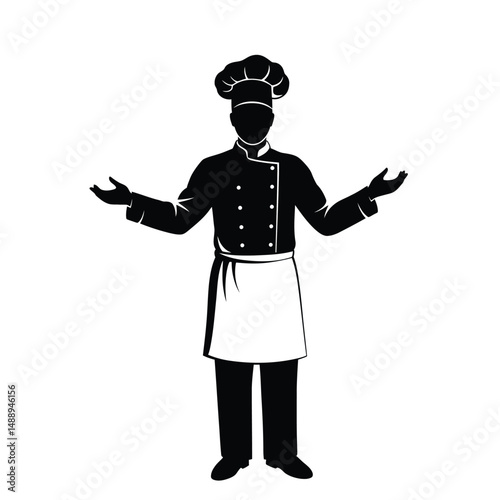 Shef cooking man icon silhouette vector illustration design on white background.