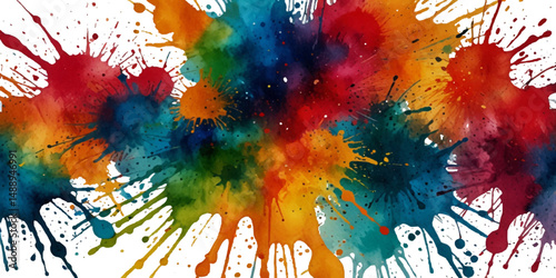 Vector abstract colorful rainbow holi paint and colorful cloud smoke powder explosion isolated on transparent wide panorama background.