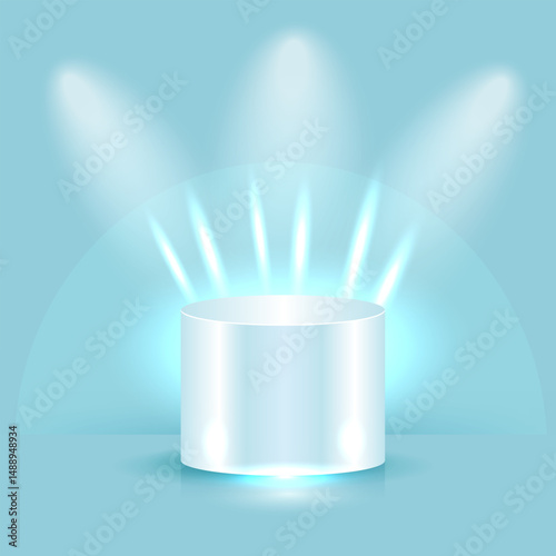 Realistic podiums with highlights and shadows, universal round, oval, stepped. For your creative designs.