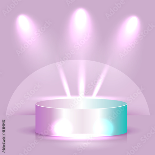 Realistic podiums with highlights and shadows, universal round, oval, stepped. For your creative designs.