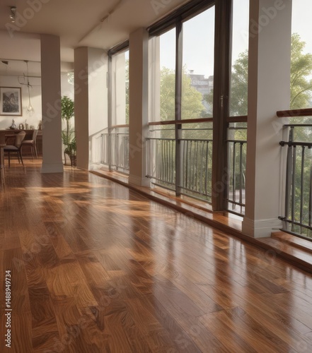 Gleaming hardwood floors, designer furniture, balcony access,  dwelling,  property