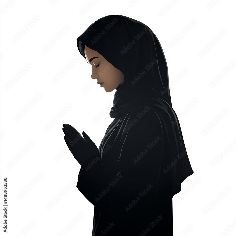 Fototapeta premium Muslim Woman Praying Taraweeh