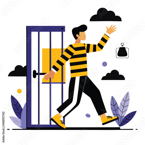 Conceptual Illustration Depicting the Release of Prisoners from Incarceration