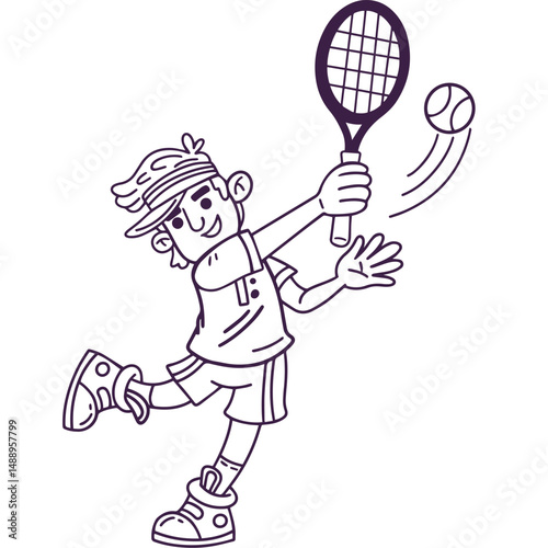 Professional Tennis Athlete Playing on Court