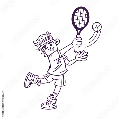 Professional Tennis Athlete Playing on Court