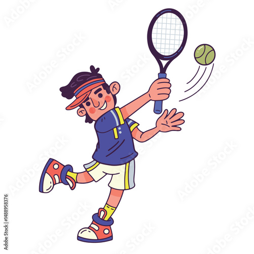 Flat Style Tennis Player Vector Illustration