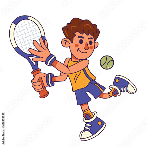 Flat Style Tennis Player Vector Illustration