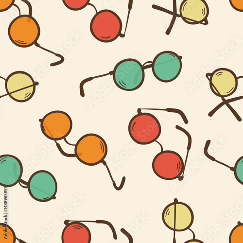 Cartoon sunglasses seamless pattern. Doodle eyewear symbol vector illustration