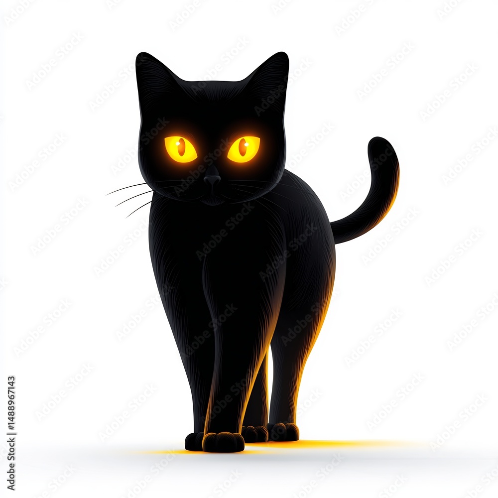 Fototapeta premium Black Cat with Bright Eyes 
