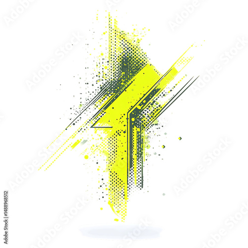 Abstract Arrow with Innovative Structure in Neon Light Isolated on Transparent Background