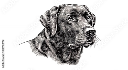 Black labrador dog drawing