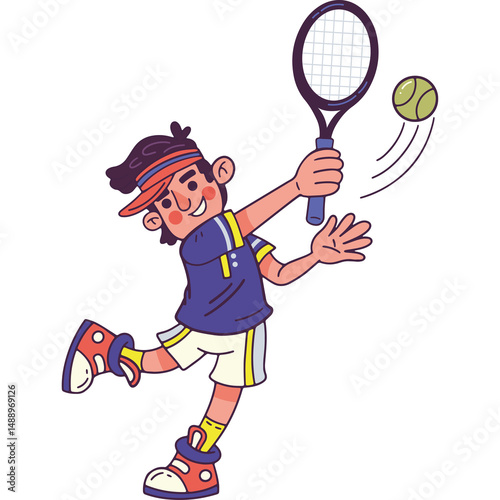 Flat Style Tennis Player Vector Illustration