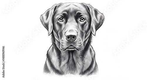 Black labrador portrait drawing