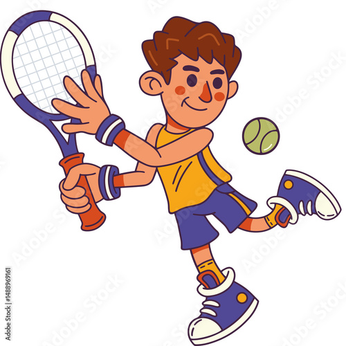 Flat Style Tennis Player Vector Illustration