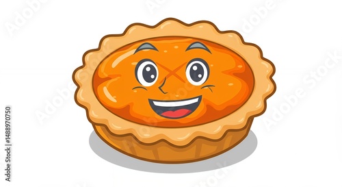 Cartoon pumpkin pie with happy face