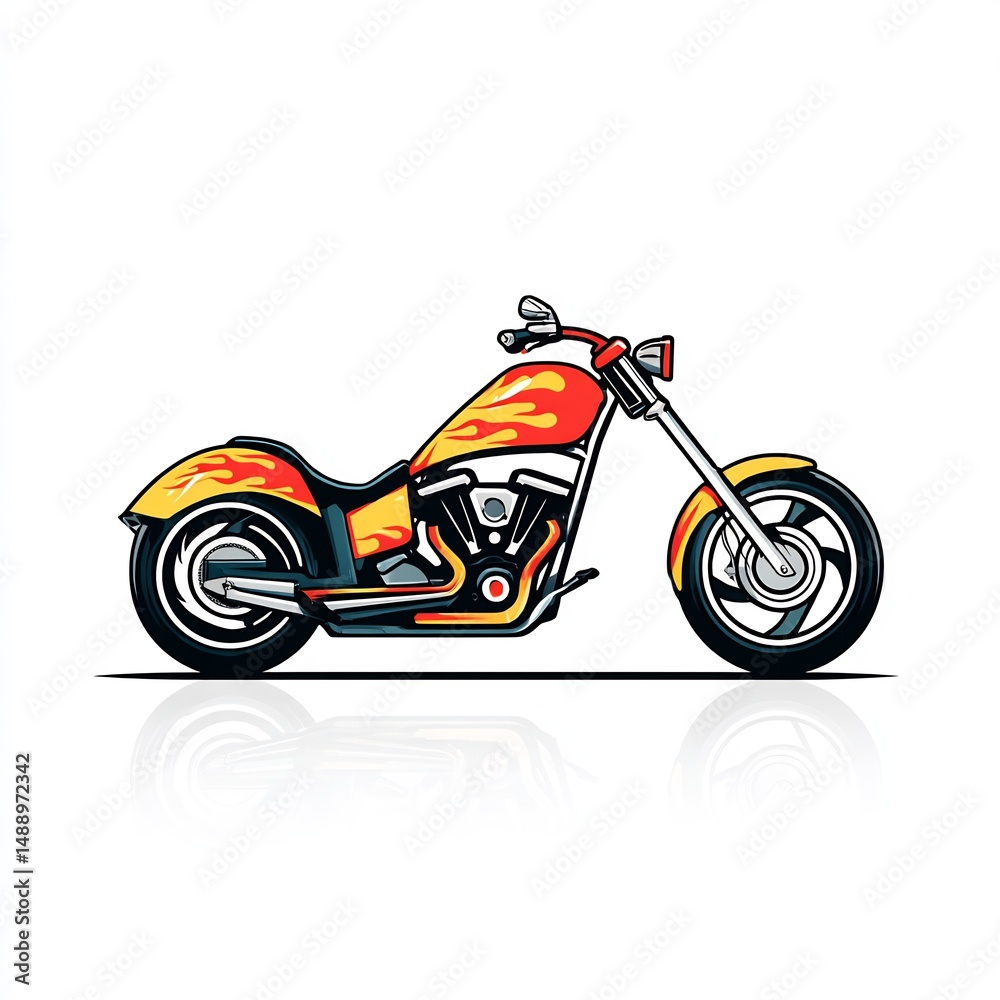 Fototapeta premium Roaring Motorcycle with Flames