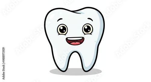 Cute cartoon happy tooth illustration