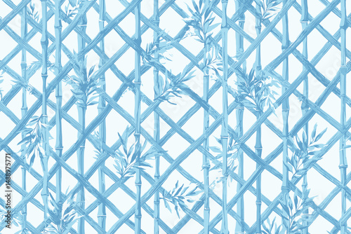 Seamless Hand-Drawn Bamboo Lattice Pattern � Vacation Style Vector Print Design